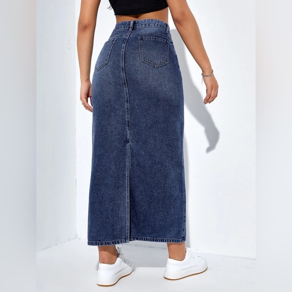 💜VINTAGE💜 Bobbie Brooks Denim Maxi Skirt - Picture 2 of 9